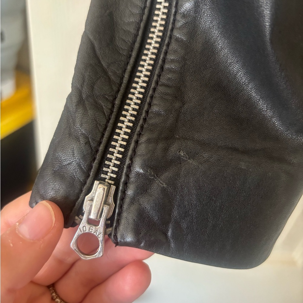 Madewell Black Leather Moto Jacket with Asymmetrical Zipper - Picture 10 of 13